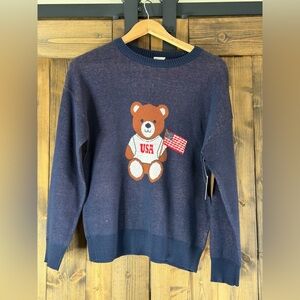 Charming Navy Sweater with Bear Design